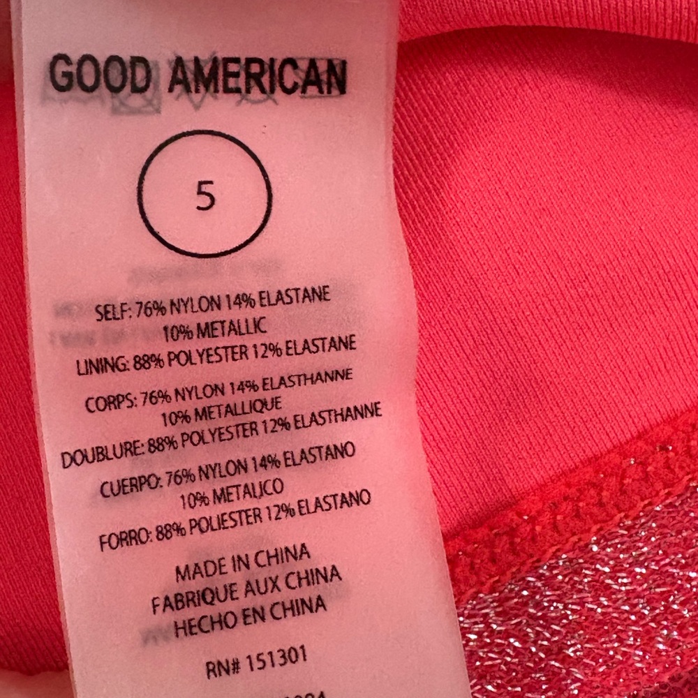 Good American Dress Women’s 2XL Coral Pink Ruched Metallic Shirred Glittery - Picture 4 of 9